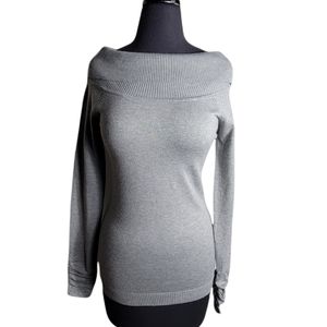 ALLOY women's XS gray off shoulder long ruched sleeve sweater